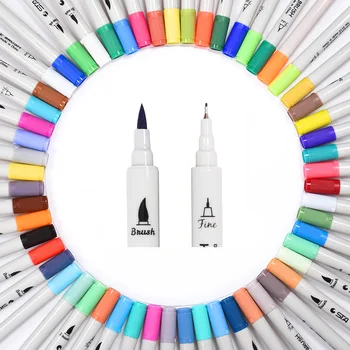 

Dual Tip Watercolor Brush Marker Pen Set 24/36/48/80 Color Graffiti Water Based Ink Fineliner Pen Sketch Markers Art Supplies