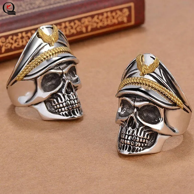 

Punk Metal Ring for Men Skull Head Soldier Hat Ring Geometric Hyperbole Ring Men Finger Jewelry Size 6 7 8 9 10