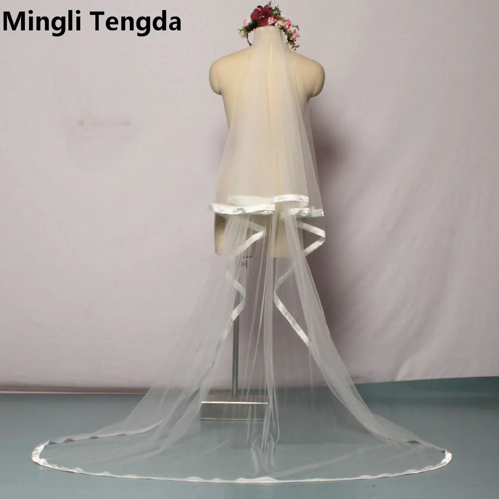 Фата свадебная длиной 2 м с гребнем и краями цвета слоновой кости|long bridal veil|bridal veil