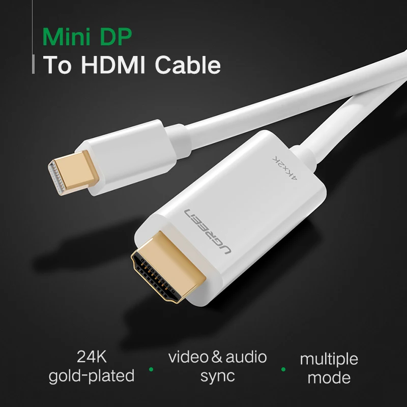 Ugreen Thunderbolt дисплей мини кабель DP-HDMI папа-папа адаптер для Macbook Pro Air проектор камеры ТВ Поддержка 4 к* 2 к 3D