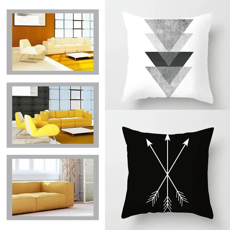 

45*45cm Pillow Sofa Black And White Geometric Polyester Pillowcase Colorful Pattern Cushion Cover Striped Pillowcases Polyester