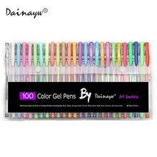 100 цветов эскиз рисунок гелевые ручки набор стержни гелевые чернила ручка металлический пастельный неоновый глиттер маркер-хайлайтер художественные канцелярские принадлежности
