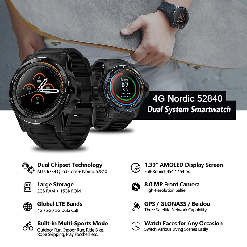 4G Global Bands Смарт часы GPS/ГЛОНАСС Android четырехъядерный двойной системы музыка умный