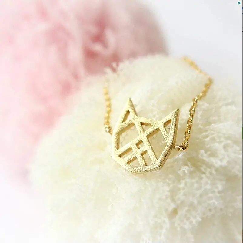 

Daisies One Piece Pendant Necklace Handmade Origami Cat Necklace Gold Silver Necklaces For Women Animal Jewelry Collier Femme