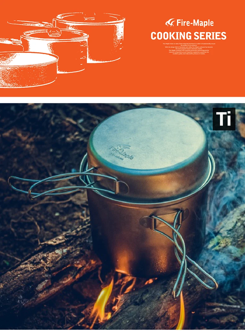 Bordo de Fogo Acampamento ao ar Snowti Dobrável Panelas Titânio Livre Panela Frigideira Ultraleve Conjunto Cozinha 1 2 Bordo de fogo snowti 1 dobrável panelas