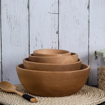 

Coconut Wood Bowl Tableware Dinnerware Sets Spoon Chopsticks marmita Bowl Adult Dinner Service No Paint No Wax