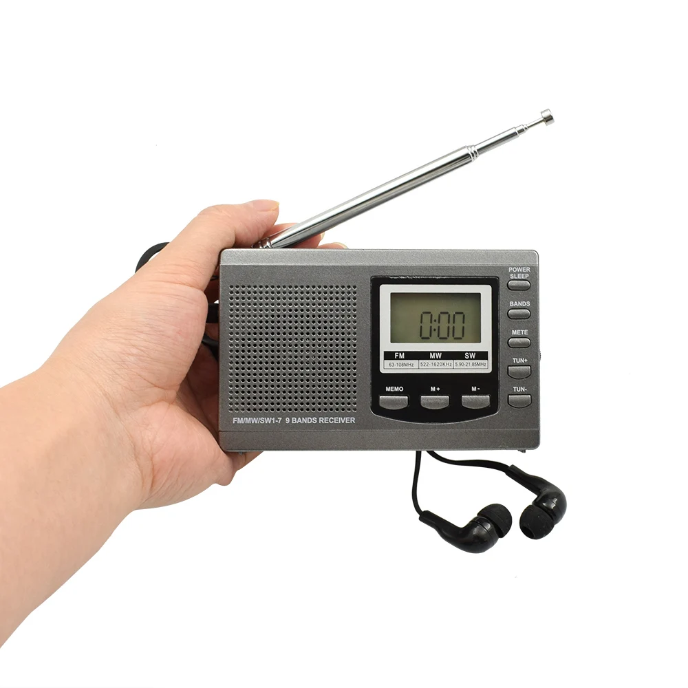 Портативное мини радио FM MW SW 9 диапазоновый приемник DSP аварийный плейер с