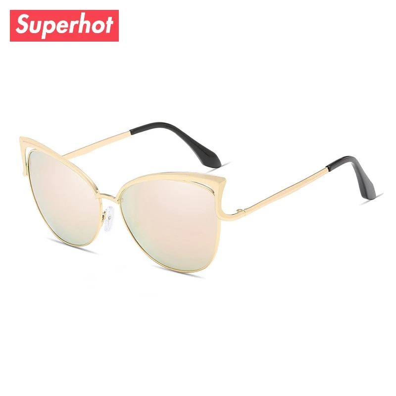 

Superhot Fashion Sunglasses Women Cat Eye Sunglasses Famous Lady Brand Designer Metal Frame Sun glasses Coating Mirror Eyewear