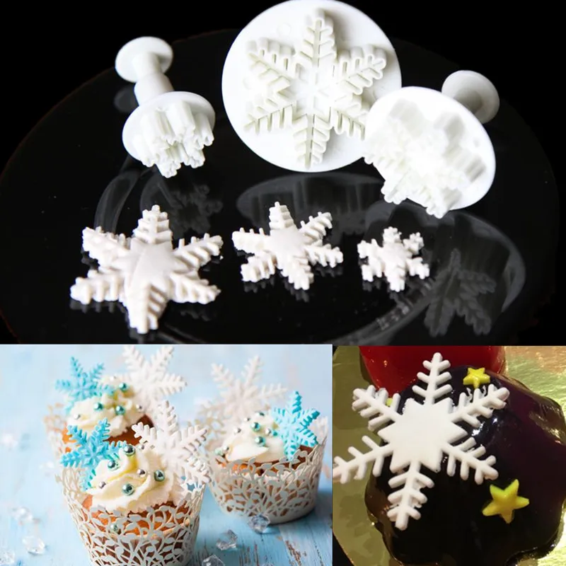 3 шт./компл. Снежинка помадка торт десерт украшения инструменты Sugarcraft плунжерный