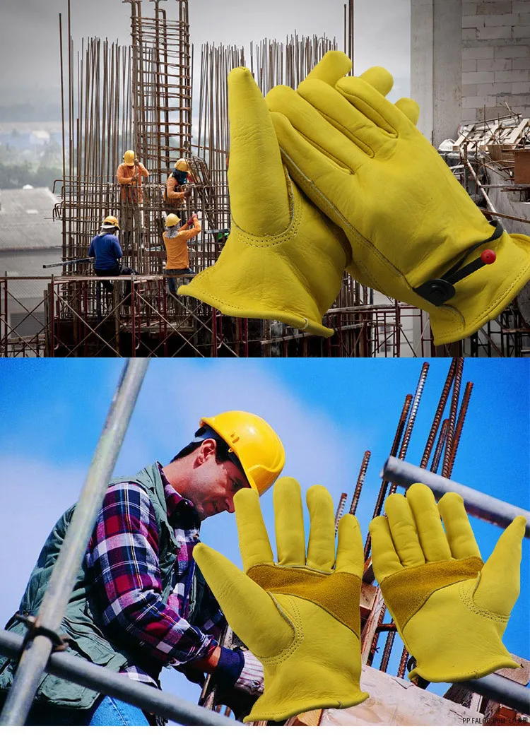 Из натуральной кожи перчатки Для мужчин Для женщин теплые кожаные перчатки рабочие Нескользящие