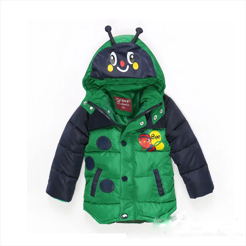 Новое осенне-зимнее детское пуховое хлопковое зимнее пальто для мальчиков и девочек, куртка - Цвет: Зеленый