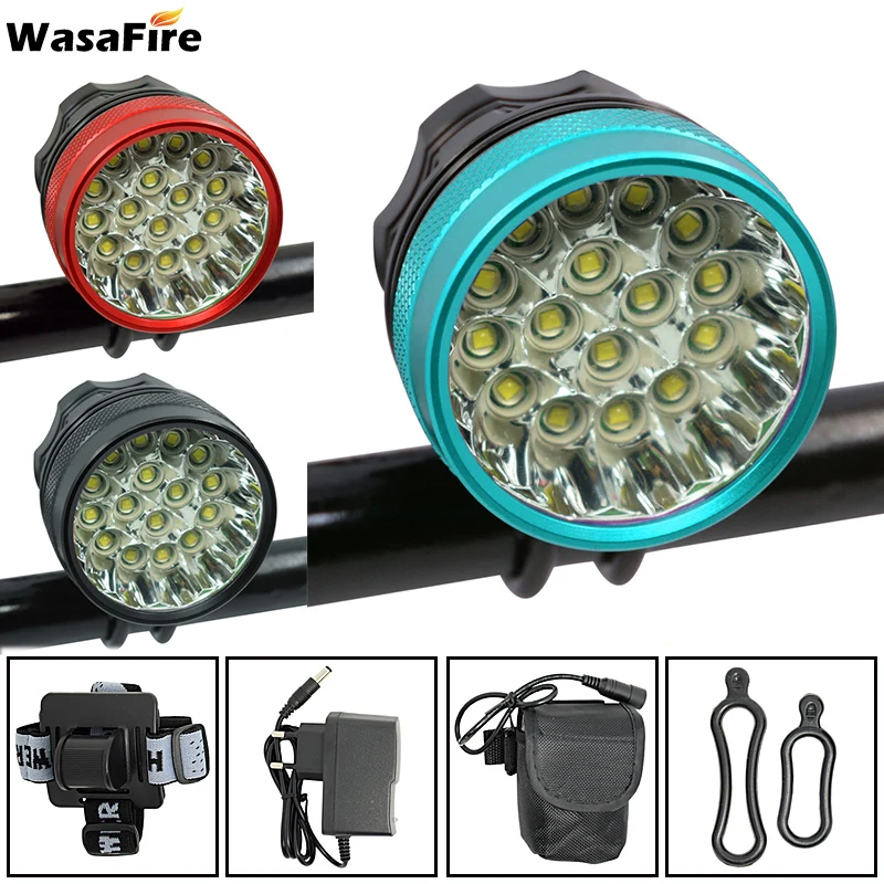 

WasaFire 40000lm Bike Light 16*XML-T6 LED Bike lamp Bicycle front Light Headlight Cycling Accessories +9600mAh battery+headband