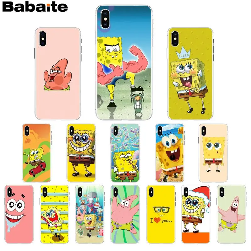 

Babaite Funda Sponge Bob Funny spongebob Custom Photo Soft Phone Case for Apple iPhone 8 7 6 6S Plus X XS MAX 5 5S SE XR Cover