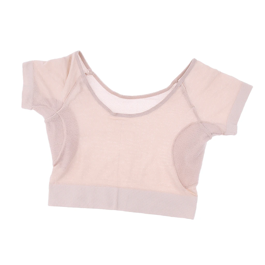Short Shirt Sleeve with Underarm Sweat Pads Armpit Shield Absorbing Perspiration for Summer