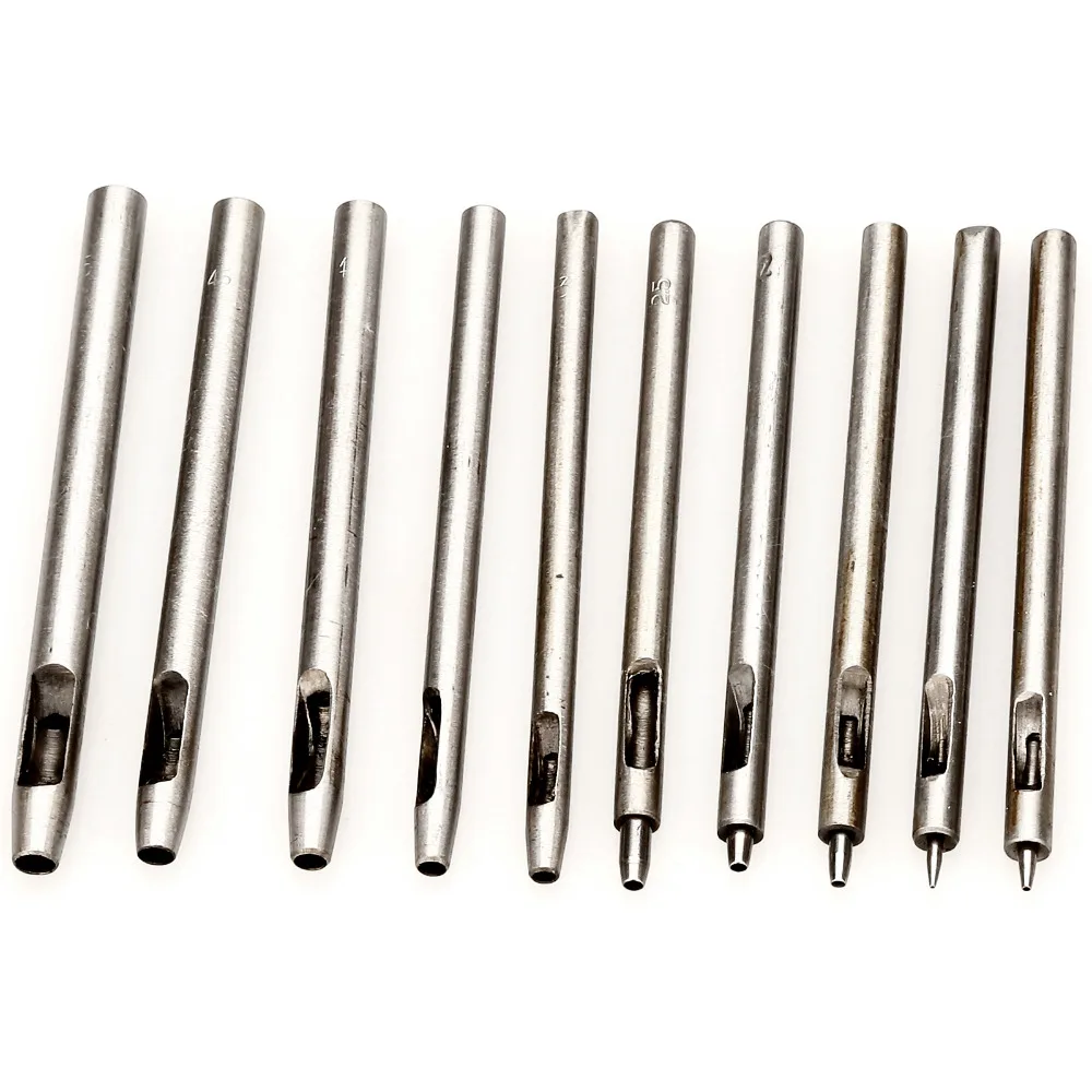 Hot 10Pcs Hole Punch Leather Band Punch Tool Hole Craft Set Hollow Puncher Belt Stitching