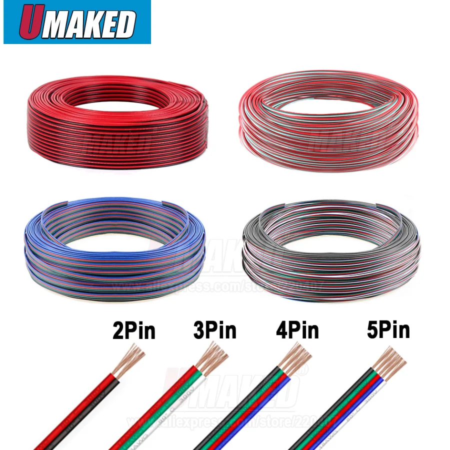 3 Pin 22AWG 20AWG 18AWG электрические провода 100 м удлинитель для 5050 WS2811 WS2812 светодиодные ленты светильник контроллер SM JST разъем