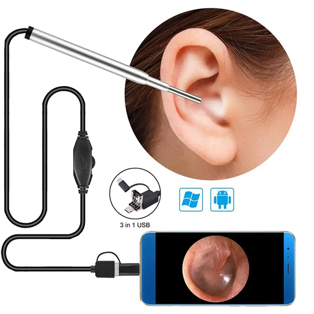 

3-in-1 Ear Cleaning Endoscope Camera 3.9mm 720p Hd 1.0 Mp Ear Borescope Inspection Otoscope Visual Earpick Tool Without Battery