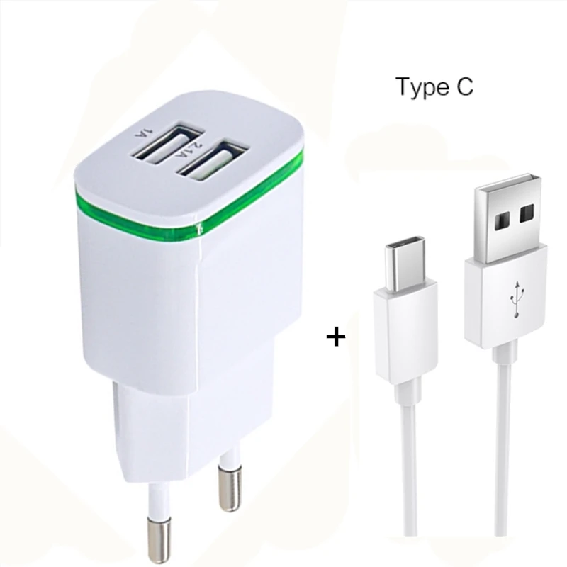 USB C 5 в 2A EU Plug USB быстрое зарядное устройство для мобильного телефона настенная Зарядка для xiaomi pocophone f1 mi A1 A2 Lite A3 Google PIXEL 2/PIXEL XL - Тип штекера: cable and adapter