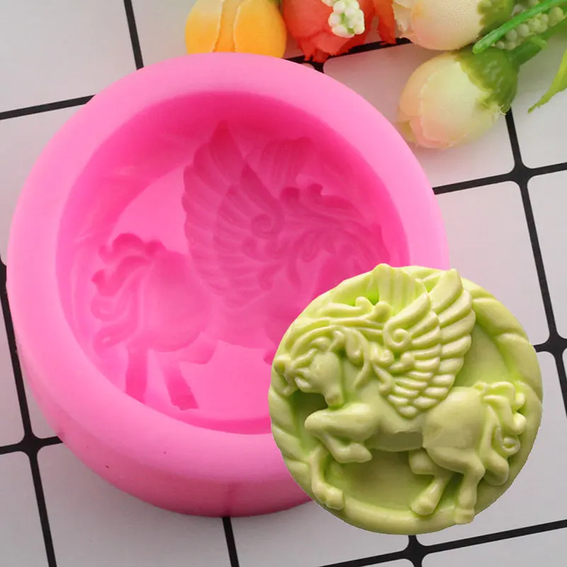 

Mujiang 3D Unicorn Soap Silicone Molds Cake Baking Fondant Cake Decorating Tools Pegasus Candy Chocolate Gumpaste Moulds
