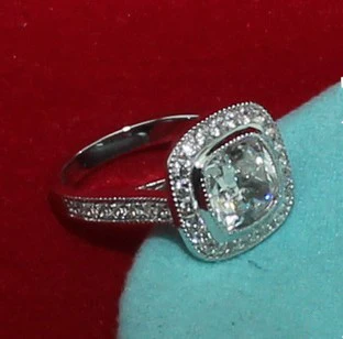 Halo полый стиль 2Ct форма подушки Excellet огранка помолвка синтетические бриллианты кольцо стерлингового серебра 925 пробы ювелирные изделия белого золота цвет