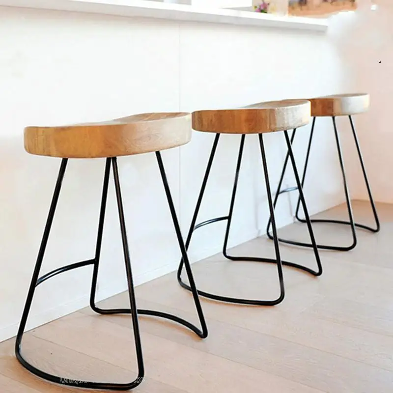 Современный простой железный стул для ног, твердый деревянный барный табурет, домашний высокий стул для кофейни, барный стул
