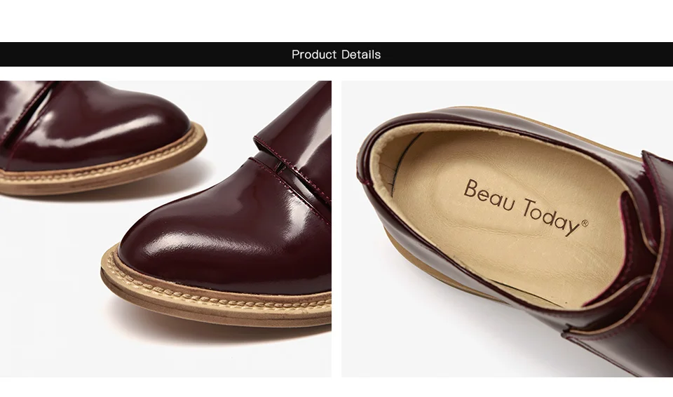 BeauToday/Женская обувь Monk из натуральной коровьей кожи с круглым носком и застежкой-липучкой; Высококачественная женская обувь ручной работы; 24034