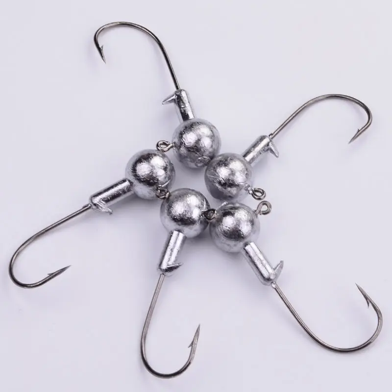 Lead Head Hooks Jigs Bait Fishing For Soft Lure Tackle 5Pcs 3.5/5g/7g/10.5g Round Jig | Спорт и развлечения