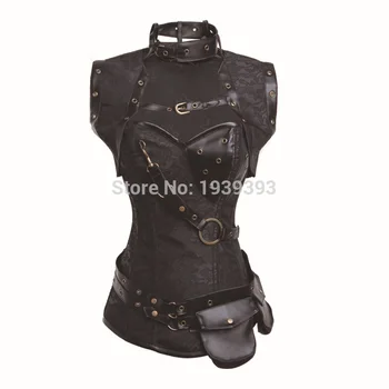 

Latex Gothic Clothing Sexy Brown Steel Bone Corset Steampunk Waist Corsets And BustiersTop Women Corpetes E Espartilhos