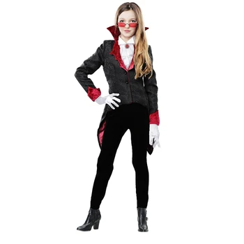 

Vampire Halloween Costume For Kids Girls Vampiress Cosplay Clothing With Soft Fabric Velvet In Red And Black