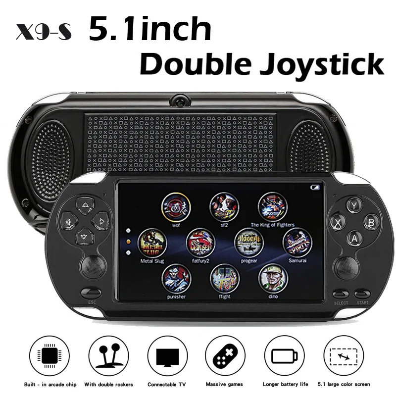 5,1 дюймовый экран двойной рокер мини портативная игровая консоль Ностальгический детский Ретро игровой плеер семейный ТВ видеоприставки X9-S X9 S