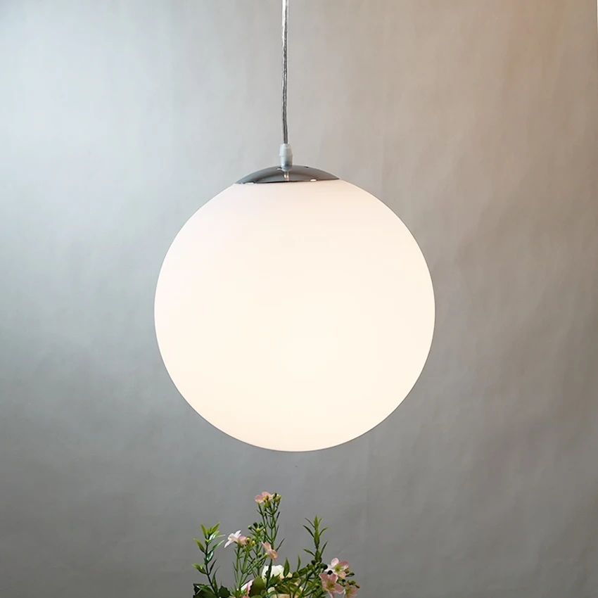 Современный белый стеклянный подвесной светильник диаметром 15-35 см молочно-белый стеклянный шар, абажур, подвесные лампы для ресторана, бара, осветительный прибор