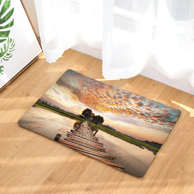 CAMMITEVER Красивая морская сцена фиолетовый живописный закат журнальный столик спальня гостиная Нескользящая Tapete Современное украшение дома