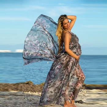 

Maternity Dress for Photo Shoot Maxi Maternity Gown Pregnant Woman Photography Props Clothes aternity Chiffon Gown YL543