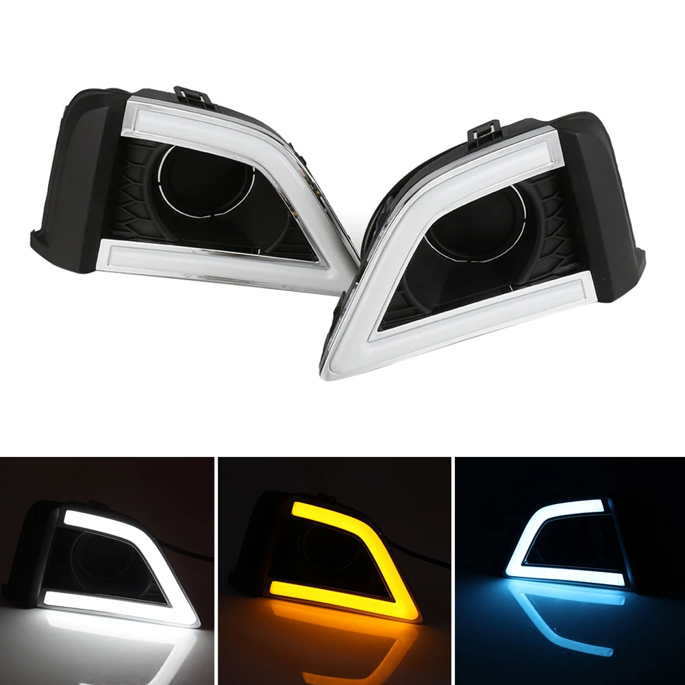 

For Honda Fit 2014-2016 Auto Driving Daytime Running Light White Car Led Daylight Turn Signal Yellow Blue DRL D35