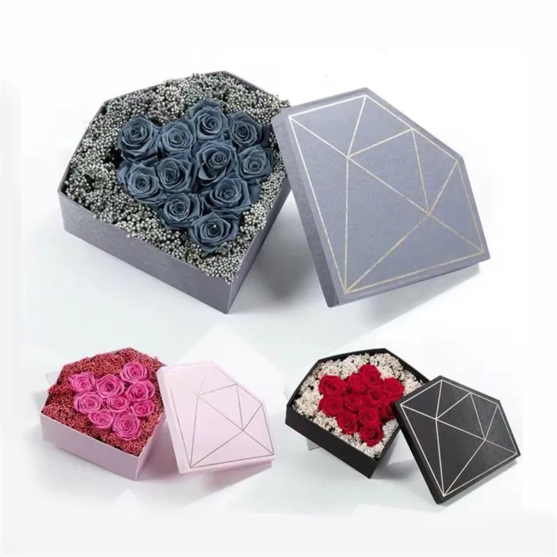 Новая креативная Алмазная форма цветочная коробка консервированный цветок подарочная упаковка коробки