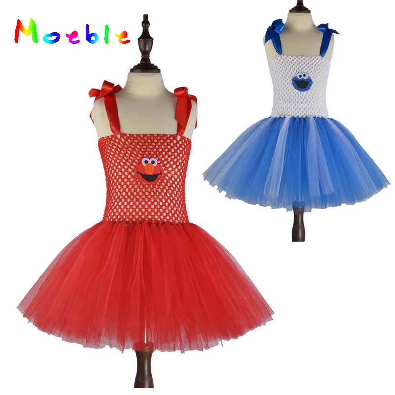 Us 69 41 Offmerah Dan Biru Gadis Elmo Tutu Dress Sesame Street Terinspirasi Anak Anak Halloween Natal Kostum Cosplay Anak Anak Gaun Pesta Gaun In
