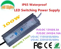 100 W IP65 Водонепроницаемый светодиодный коммутации Питание 12 V 24 V светодиодный драйвер адаптер 8.3A 4.16A подводный подземных 110 V 220 V CE