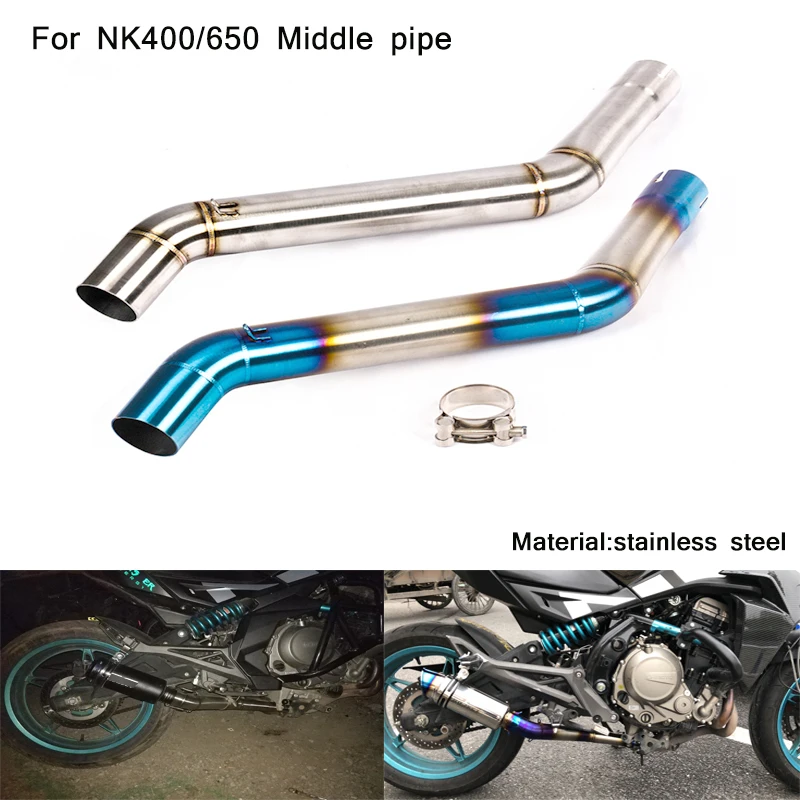 

Silp on for CFNK400/NK650 Motorcycle Stainless Steel Middle Connecting Pipe Modified 51mm Header Exhaust S