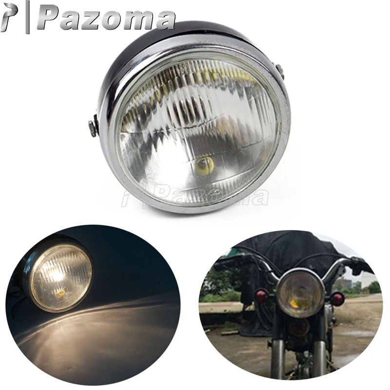 

Black Motorcycle 6" Vintage Front Round Headlight Custom Head Lamps Universal for Harley Honda Yamaha JH70