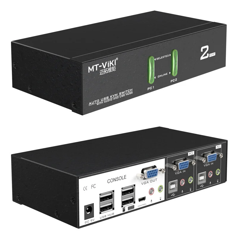 MT-Viki 2 Port USB KVM Switch  Hotkey Wired Remote