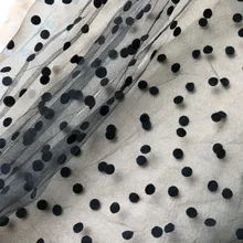 Ретро стиль черный горошек печать Тюль кружевная ткань африканская вуаль мягкая Тюлевая сетчатая для свадебного платья/пачка блузка
