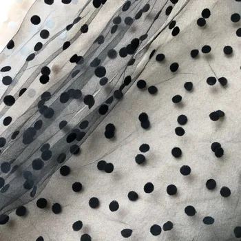 

Retro Style Black Polka Dot Print Tulle Lace Fabric African Veil Soft Mesh Tulle Net For Wedding Dress/Tutu Blouse