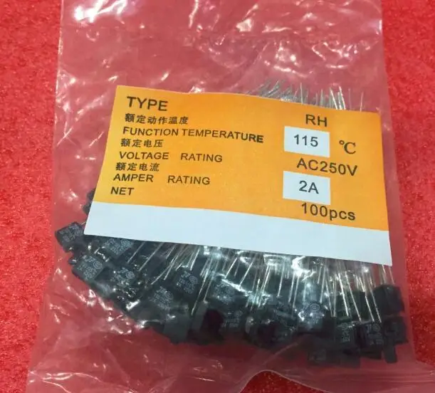 RH 130C RH 130Degree 130 Thermal Fuse temperature fuse 2A 250V fan motor thermal fuse 100pcs thermal fuse sensor