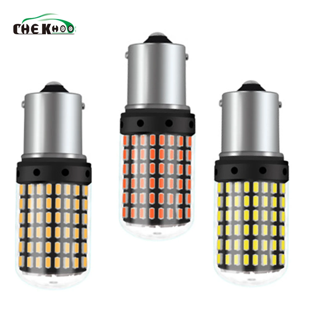 1 шт. светодиодный светильник T20 7440 W21W 3014 144smd CanBus без ошибок 1156 BA15S P21W для