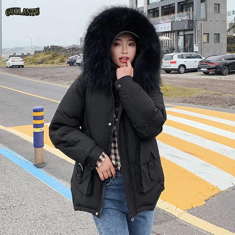 

2019 Winter Parkas Mujer Thickening Down Cotton Padded Warm Jacket Women Plus Size Short Coat Fur Collar Hooded Parka Female