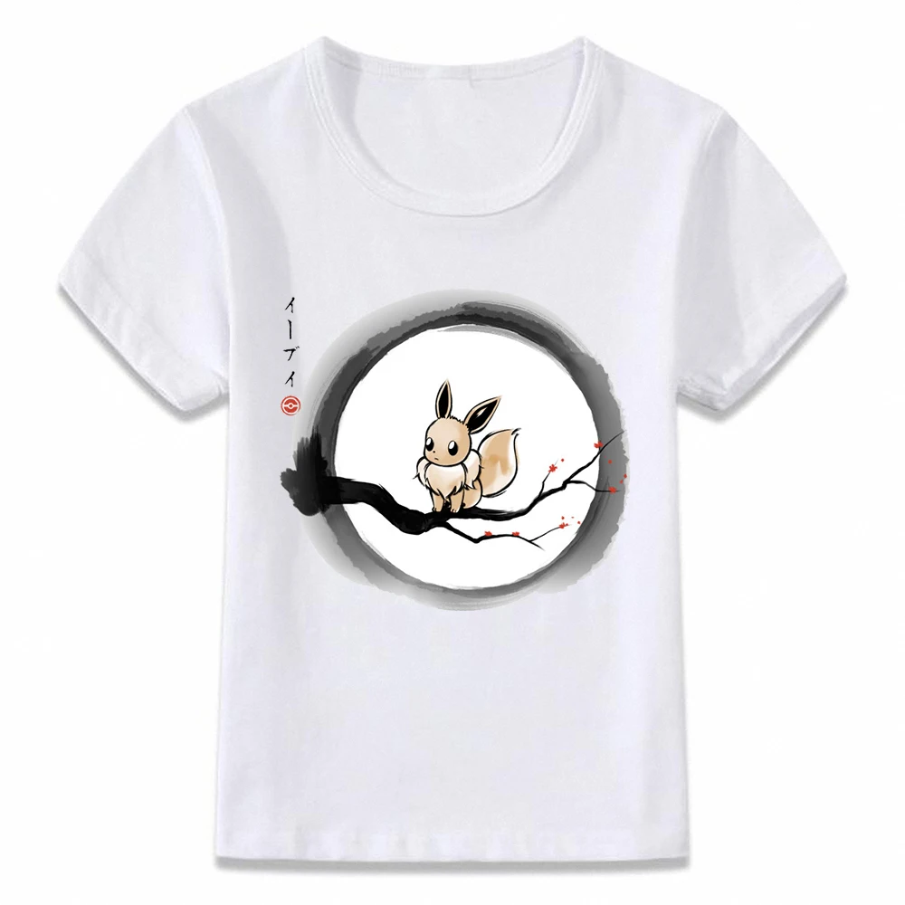 Детская одежда футболка детская футболка с покемонами и Луной Eevee Psychic для мальчиков и девочек, футболки для малышей oal157 - Цвет: oal157a