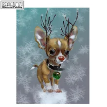 Diy Алмазная вышивка, Набор для вышивки крестом, чихуахуа, собака, животные, фото на заказ, полная 5d алмазная вышивка, наклейка на стену для домашних животных, декор YY