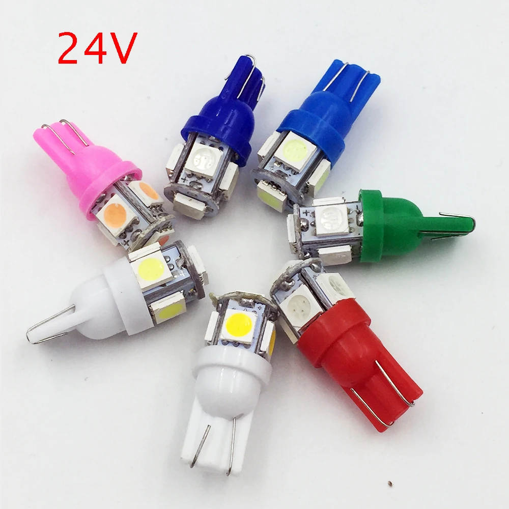 YSY 50 шт. x 24 В светодиодный лампы T10 194 168 W5W 5 SMD 5050 5SMD светодиодные с клиновидным
