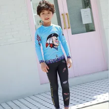 Купальный костюм для детей, детские купальники для мальчиков, купальные костюмы для малышей, одежда бикини, пляжный костюм с длинными рукавами и принтом для больших детей