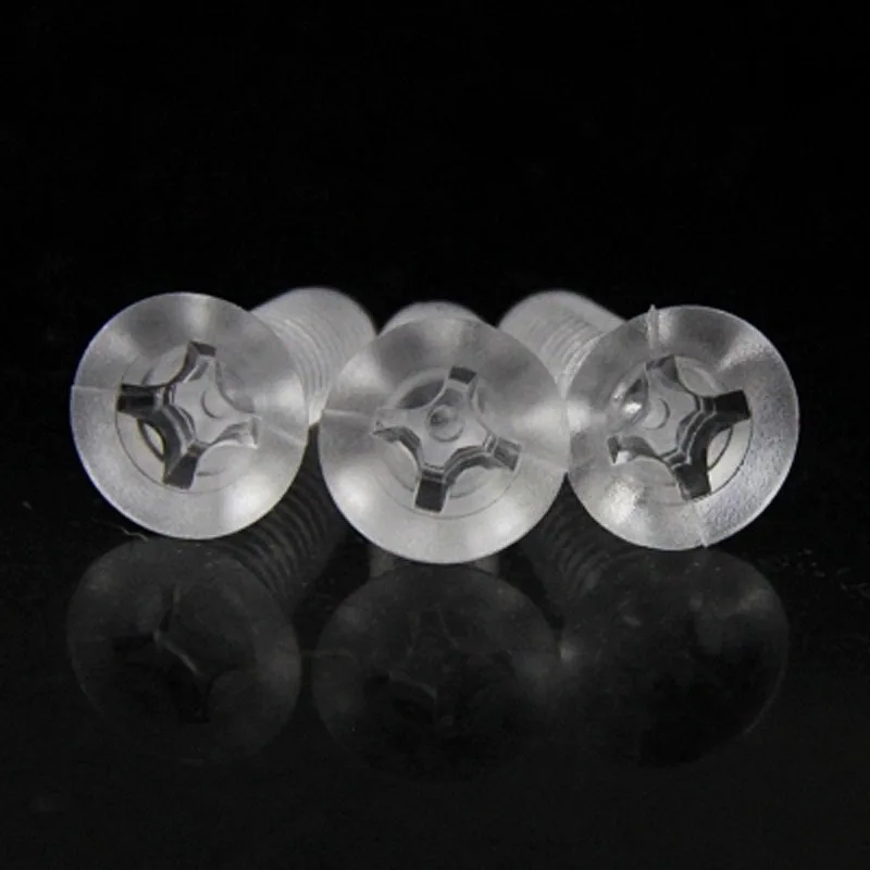 

50pcs M3 Plastic screw Nylon transparent screws PC countersunk head Flat cross acrylic 6mm-25mm Length